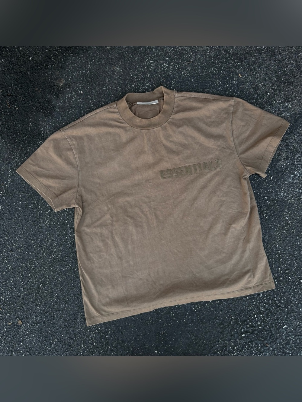 Fear Of God Essentials Shirt Mens Medium Brown Short Sleeve Crew Boxy Streetwear